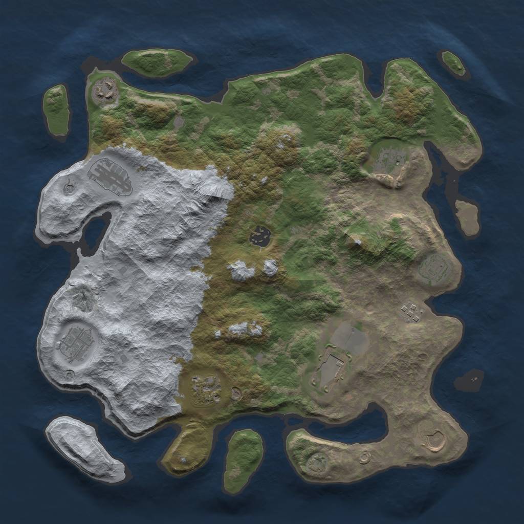Rust Map: Barren, Size: 3800, Seed: 1632257012, 14 Monuments
