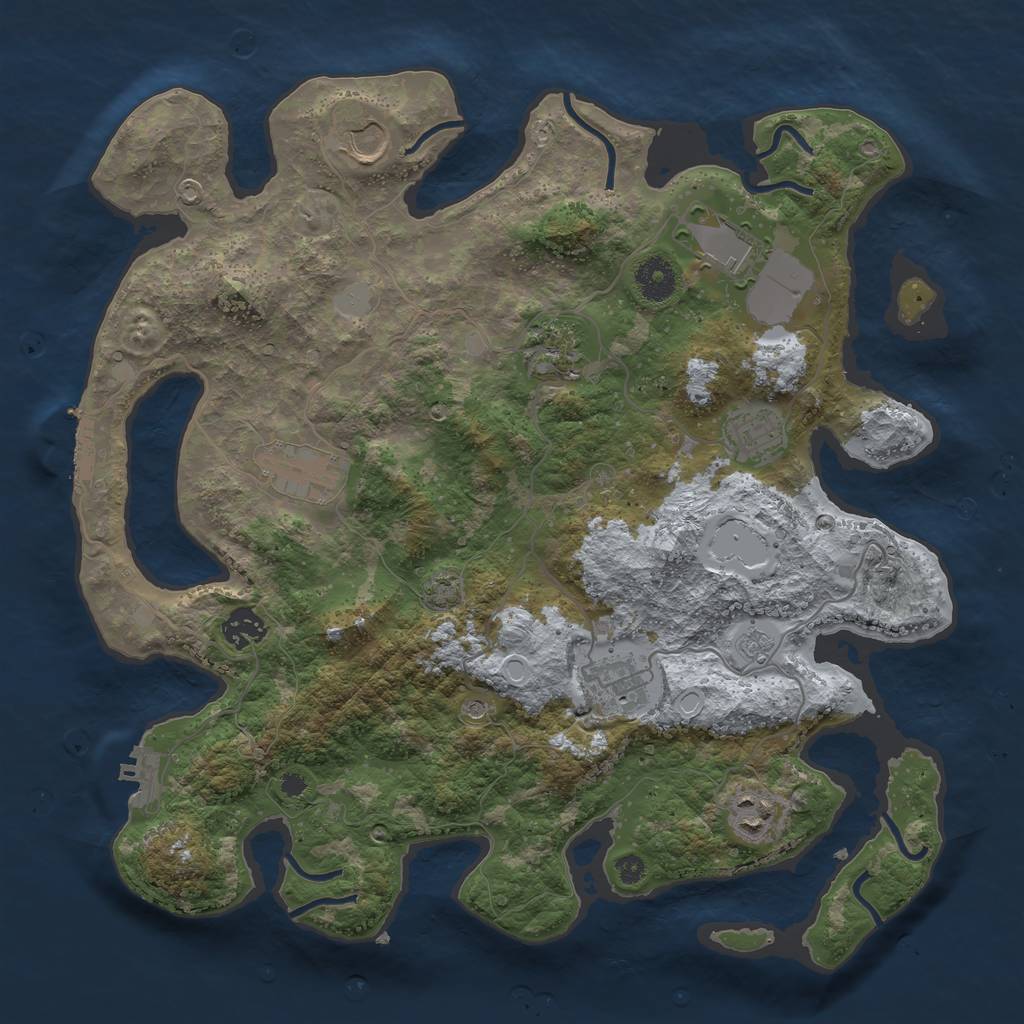 Rust Map: Procedural Map, Size: 3700, Seed: 50172802, 16 Monuments