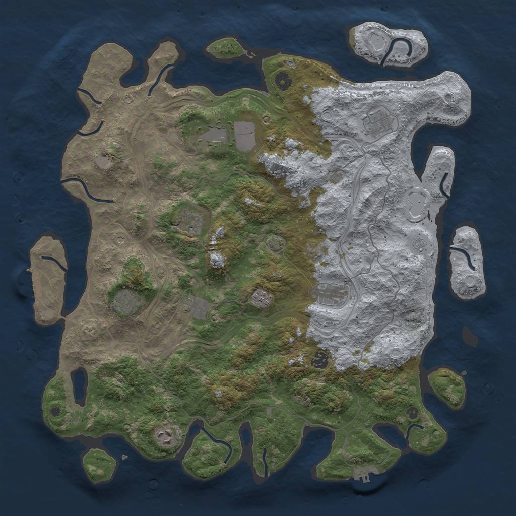 Rust Map: Procedural Map, Size: 4500, Seed: 356182055, 17 Monuments