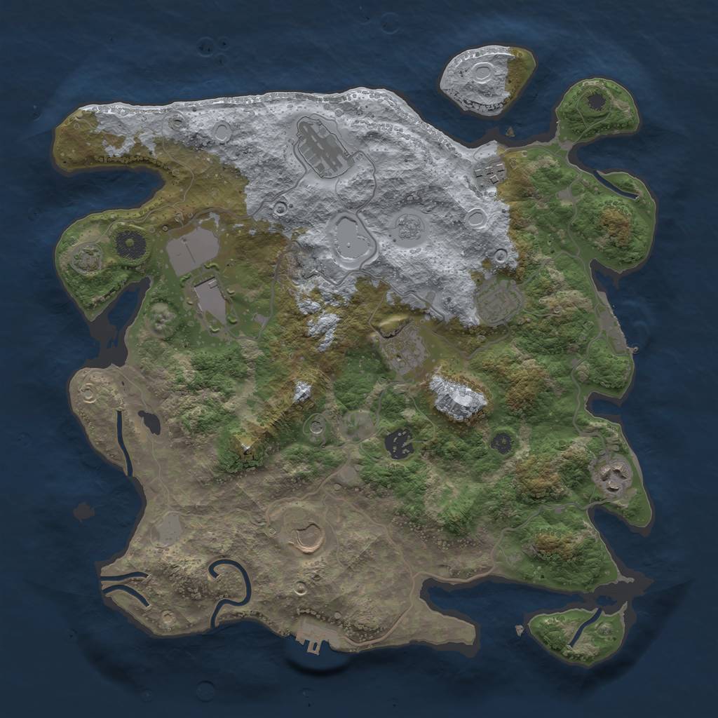 Rust Map: Procedural Map, Size: 3600, Seed: 546952632, 16 Monuments