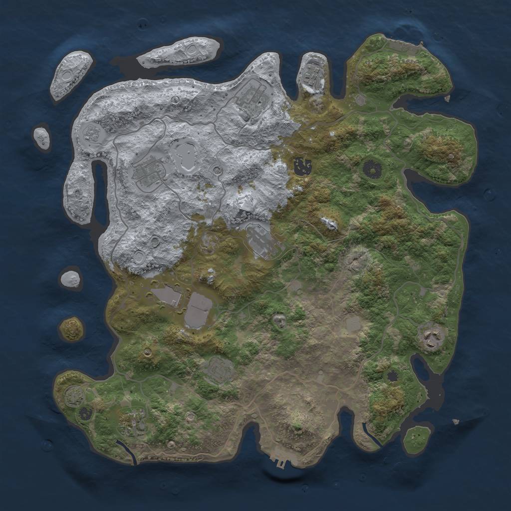 Rust Map: Procedural Map, Size: 4000, Seed: 297654, 17 Monuments