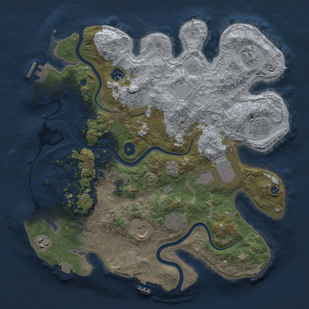 Rust Map: Procedural Map, Size: 3750, Seed: 80519092, 15 Monuments