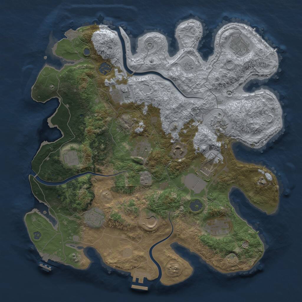 Rust Map: Procedural Map, Size: 3750, Seed: 80519092, 19 Monuments