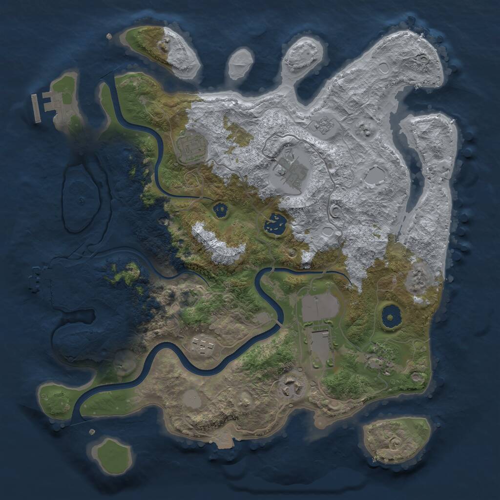 Rust Map: Procedural Map, Size: 3500, Seed: 984568445, 13 Monuments