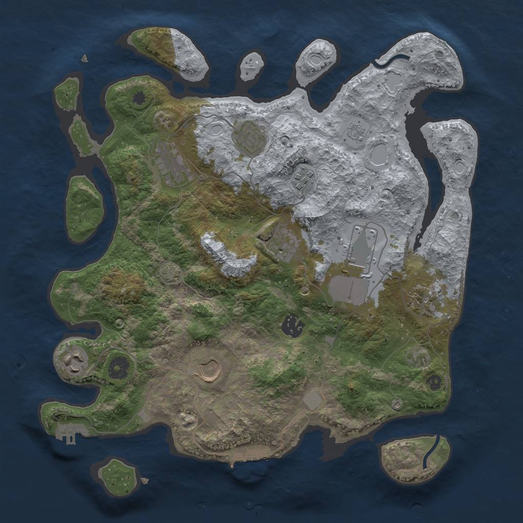 Rust Map: Procedural Map, Size: 3500, Seed: 984568445, 16 Monuments