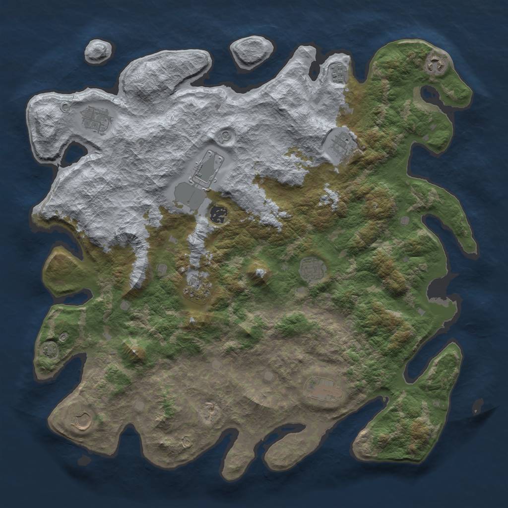 Rust Map: Barren, Size: 4400, Seed: 53598490, 14 Monuments