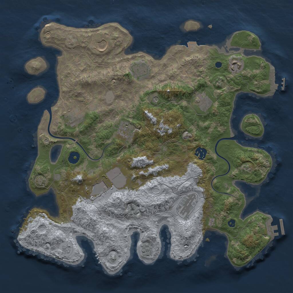 Rust Map: Procedural Map, Size: 3700, Seed: 20280461, 16 Monuments