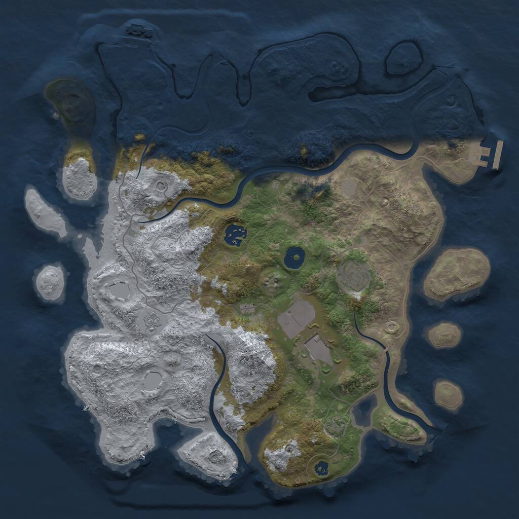 Rust Map: Procedural Map, Size: 3550, Seed: 63231377, 9 Monuments