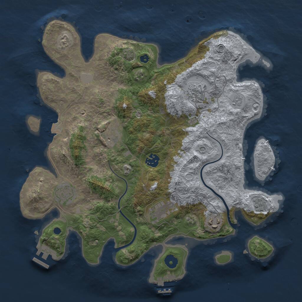 Rust Map: Procedural Map, Size: 3450, Seed: 47917261, 13 Monuments