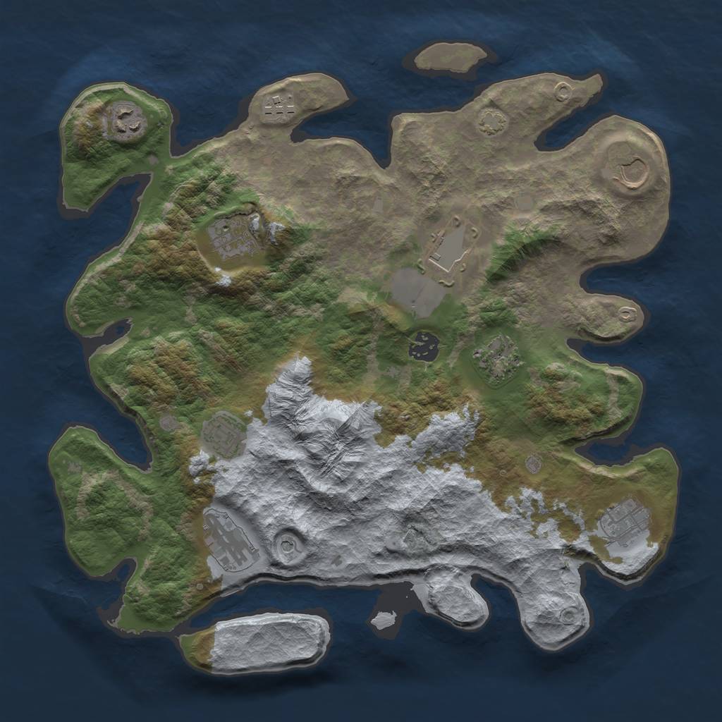 Rust Map: Barren, Size: 3600, Seed: 27121573, 14 Monuments