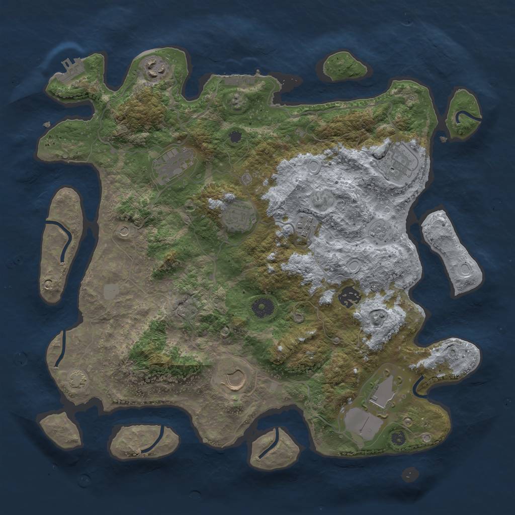Rust Map: Procedural Map, Size: 3700, Seed: 98881723, 16 Monuments
