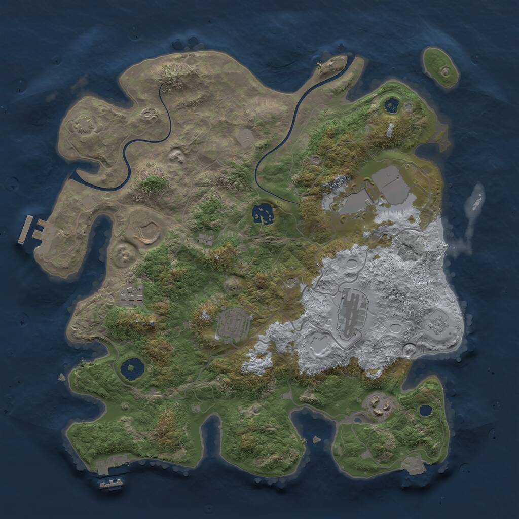 Rust Map: Procedural Map, Size: 3500, Seed: 286079886, 13 Monuments