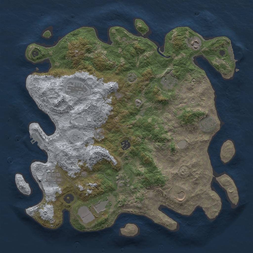 Rust Map: Procedural Map, Size: 3850, Seed: 84533877, 18 Monuments