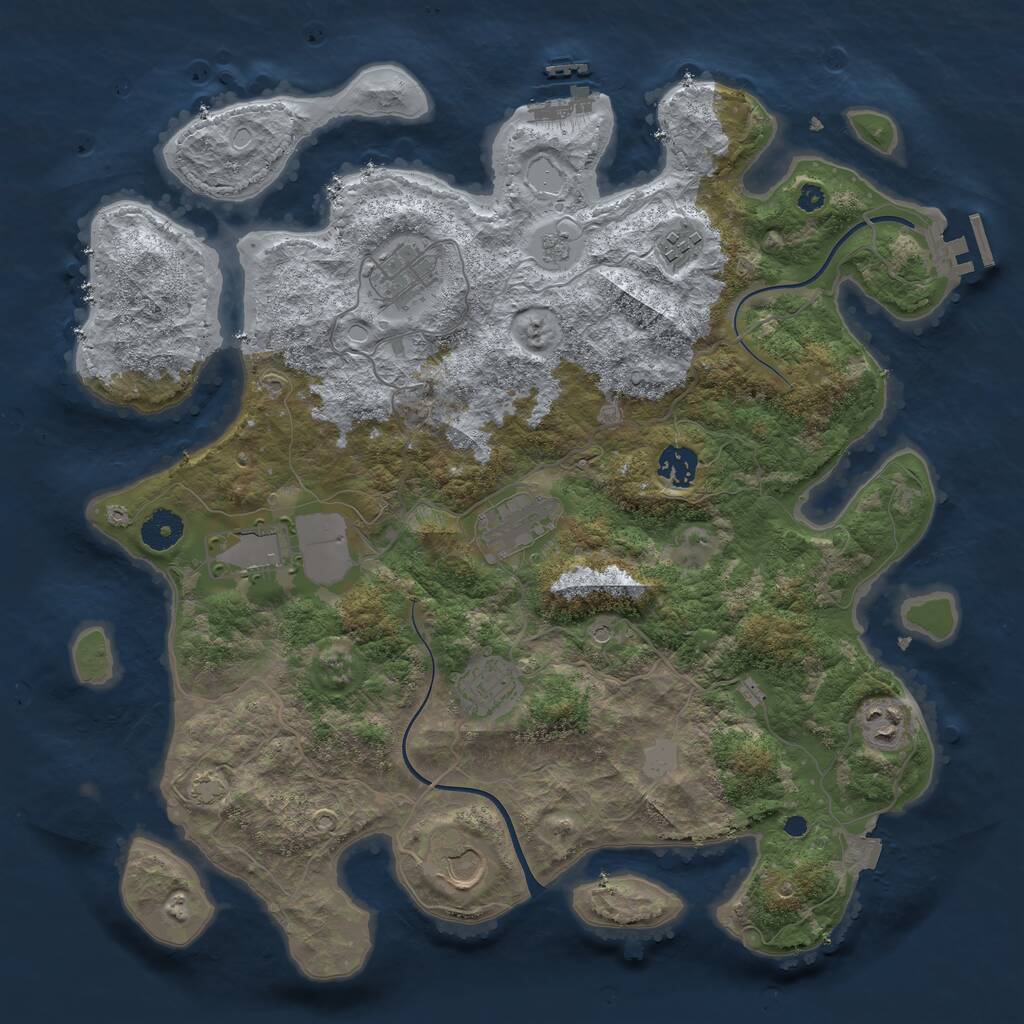 Rust Map: Procedural Map, Size: 3800, Seed: 14394873, 14 Monuments