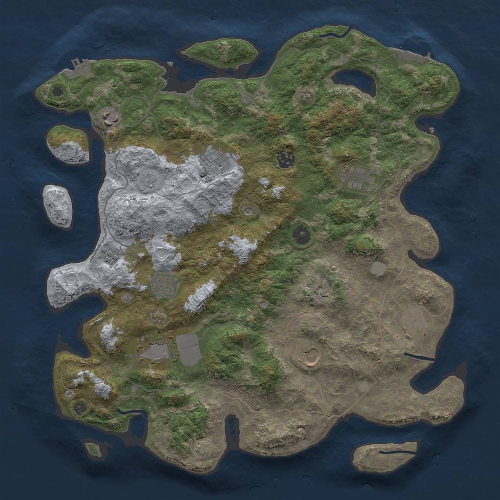 Rust Map: Procedural Map, Size: 4100, Seed: 48038489, 17 Monuments