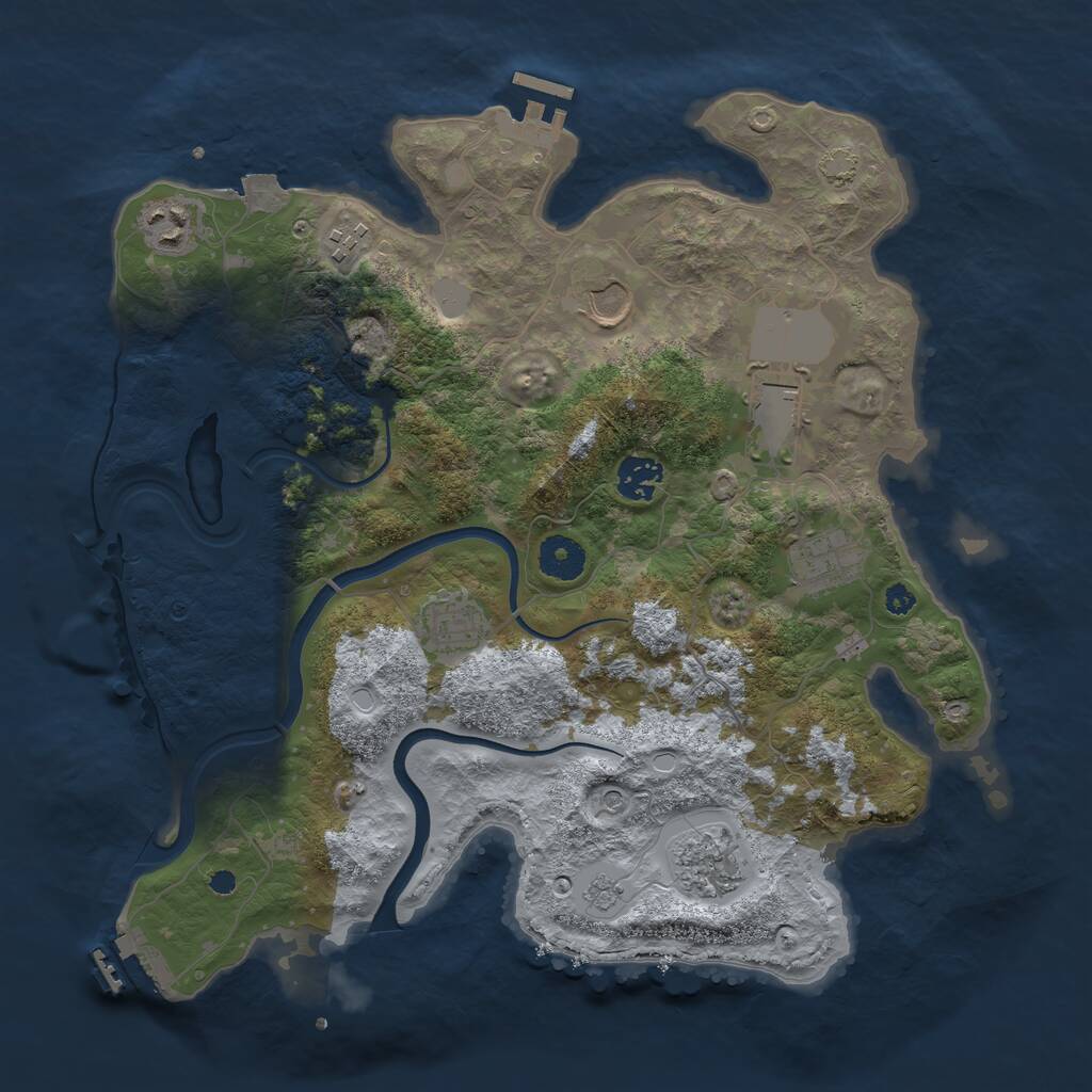 Rust Map: Procedural Map, Size: 3600, Seed: 27373901, 14 Monuments