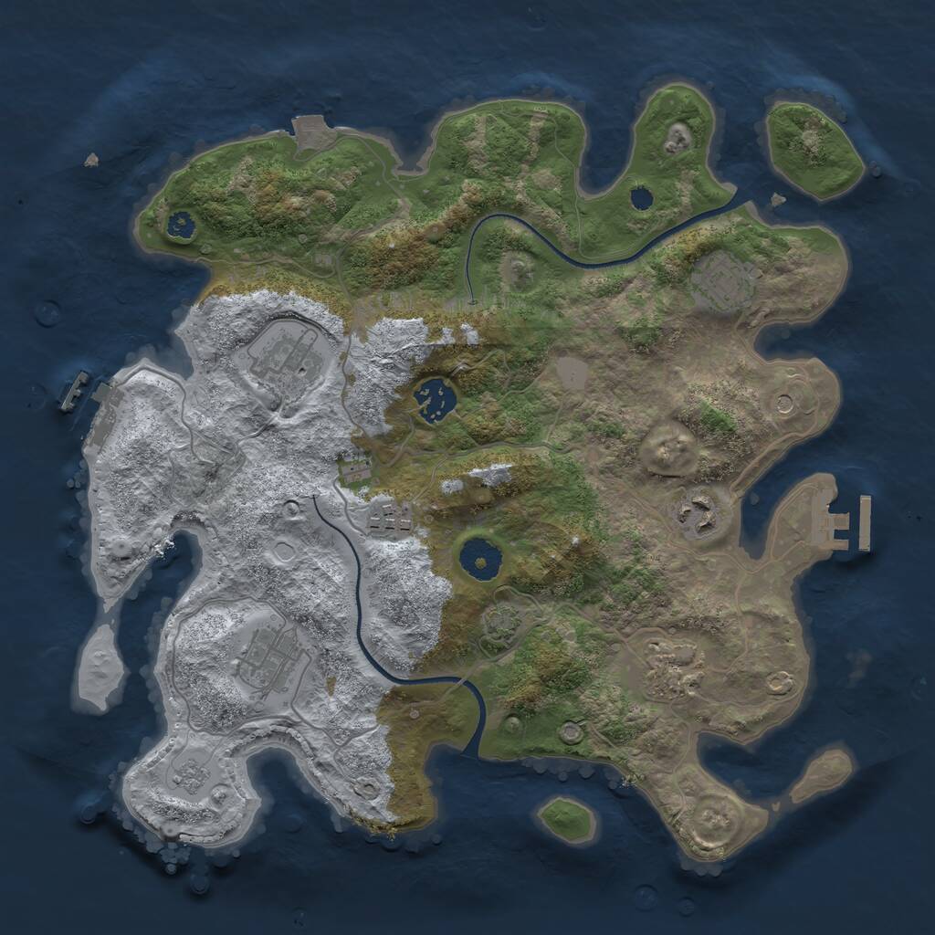 Rust Map: Procedural Map, Size: 3400, Seed: 74343132, 13 Monuments