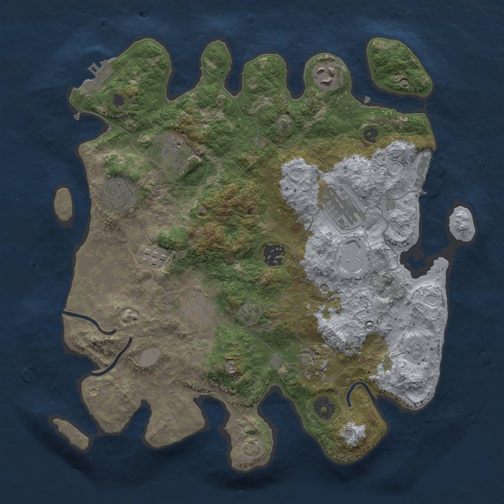 Rust Map: Procedural Map, Size: 3450, Seed: 32897629, 16 Monuments