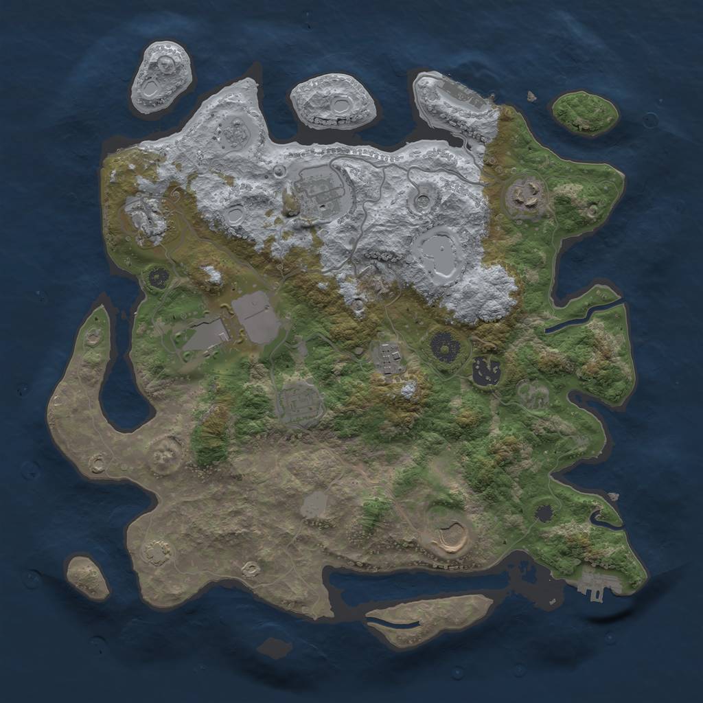 Rust Map: Procedural Map, Size: 3500, Seed: 1875112586, 16 Monuments