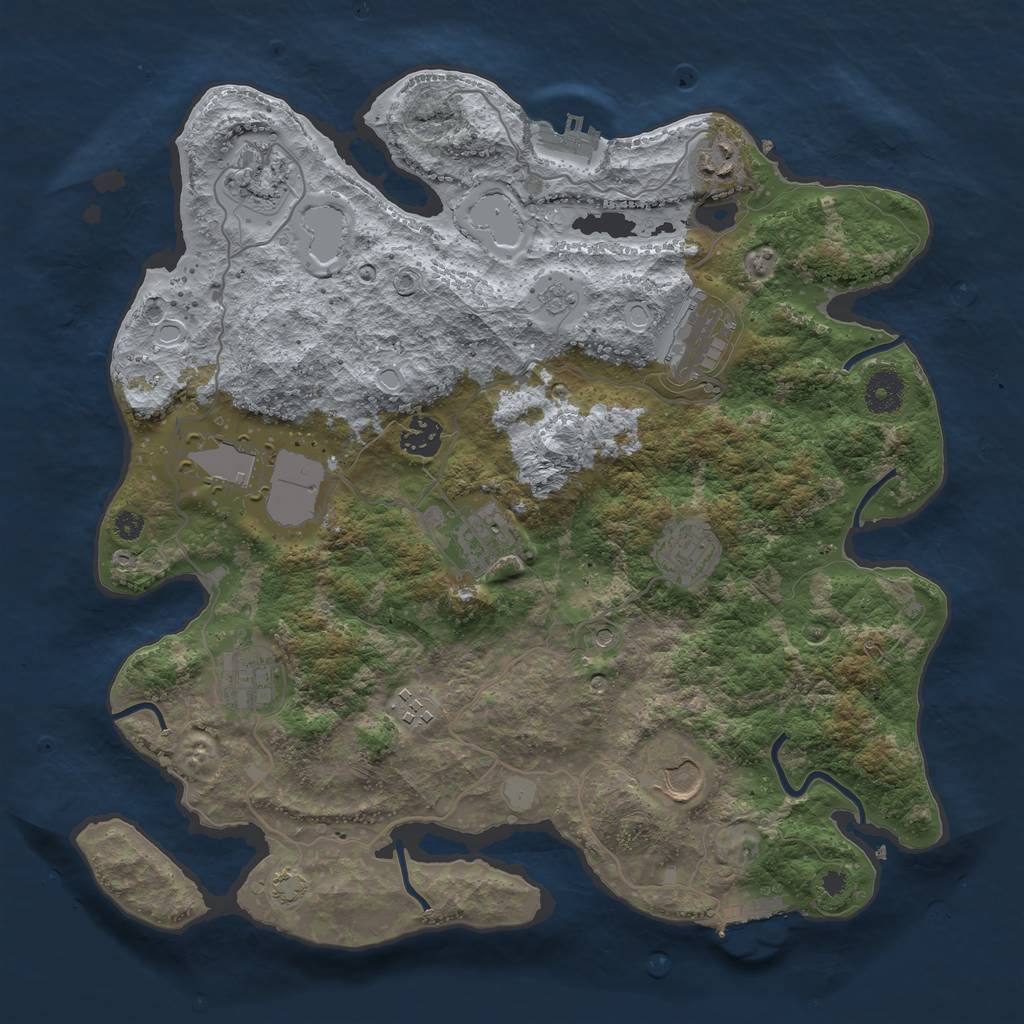Rust Map: Procedural Map, Size: 3700, Seed: 643881746, 18 Monuments