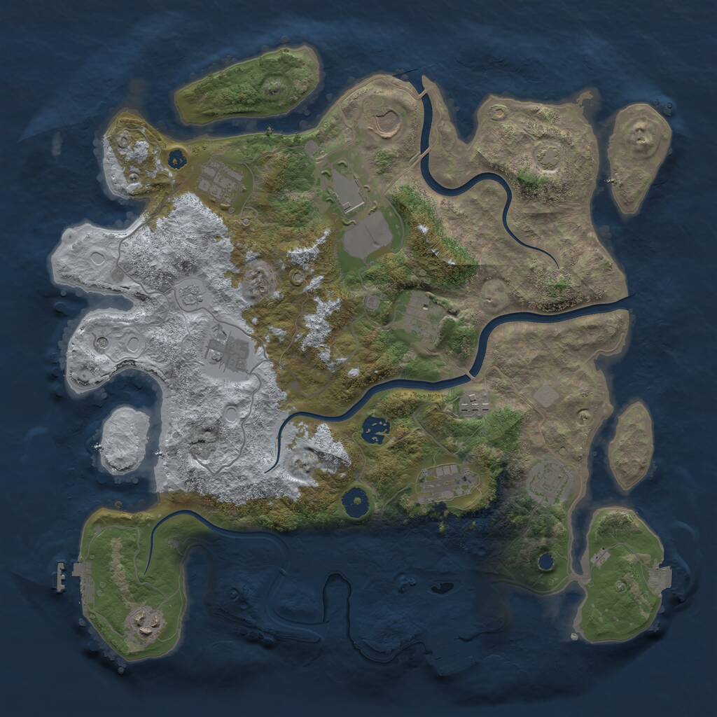 Rust Map: Procedural Map, Size: 3850, Seed: 26666277, 16 Monuments