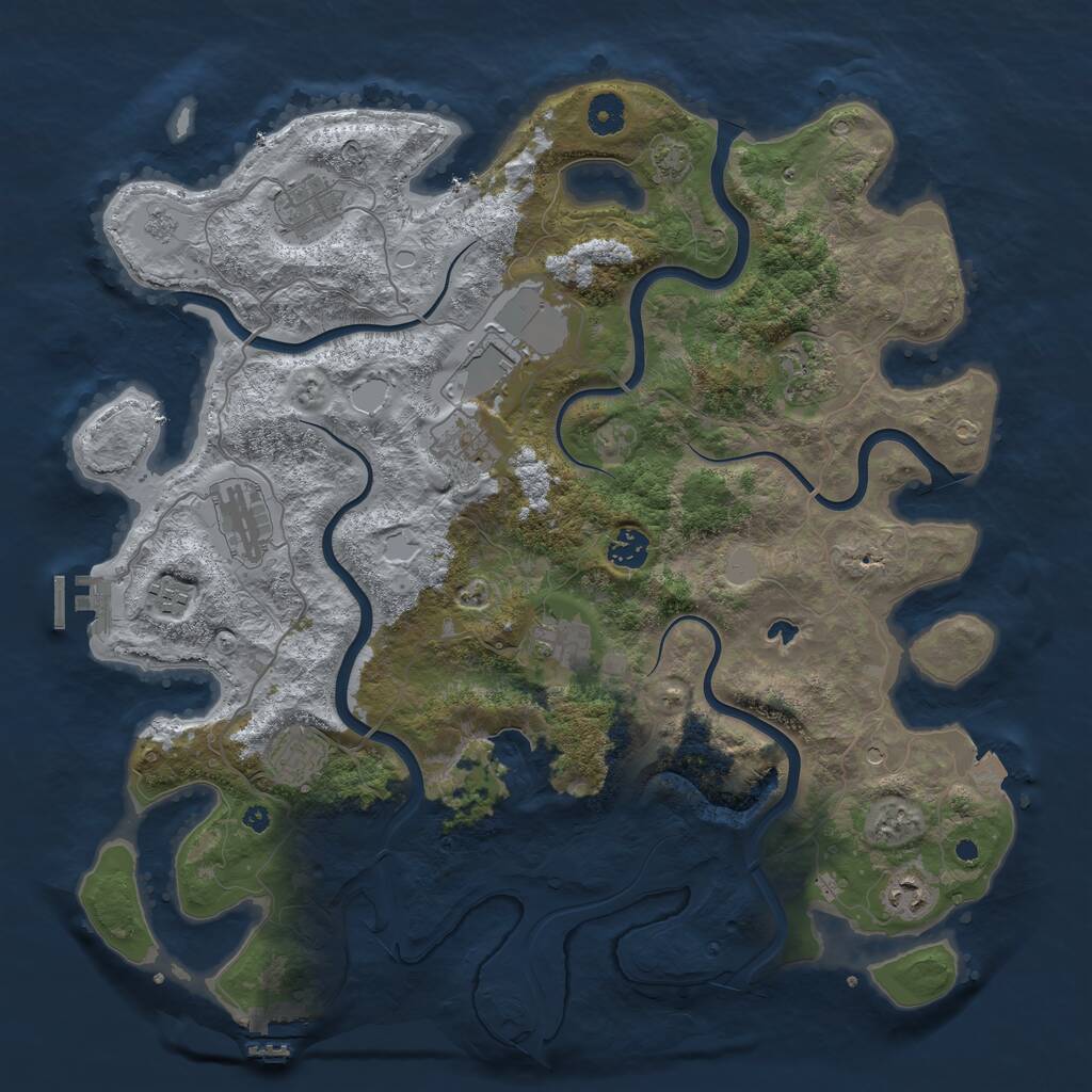 Rust Map: Procedural Map, Size: 4100, Seed: 49063903, 16 Monuments