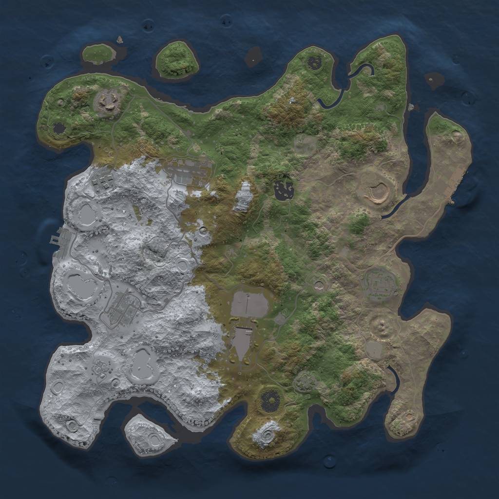 Rust Map: Procedural Map, Size: 3550, Seed: 72303437, 16 Monuments