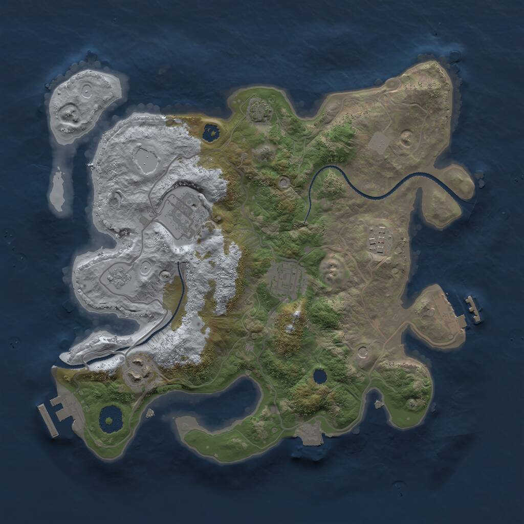 Rust Map: Procedural Map, Size: 3000, Seed: 51515, 10 Monuments