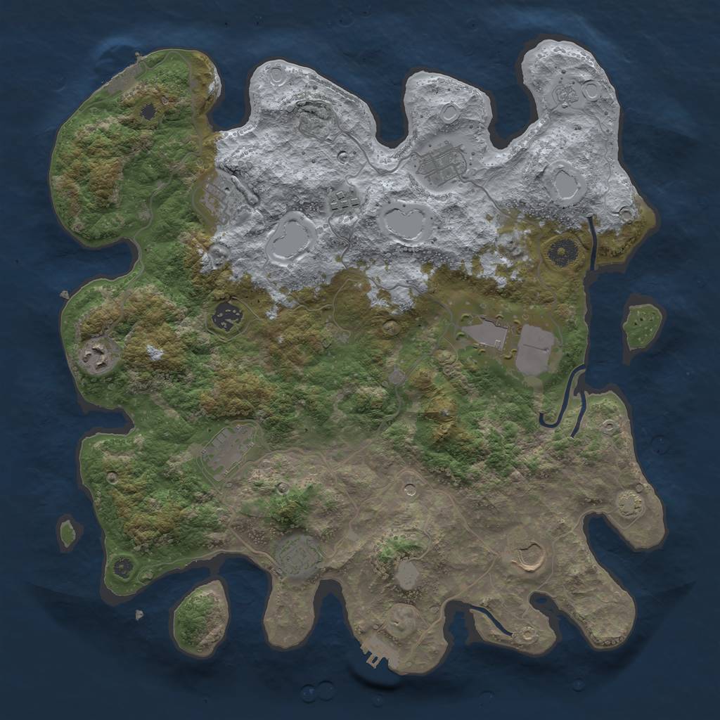 Rust Map: Procedural Map, Size: 3850, Seed: 40497861, 17 Monuments
