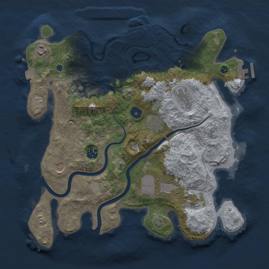 Rust Map: Procedural Map, Size: 3600, Seed: 48827633, 14 Monuments
