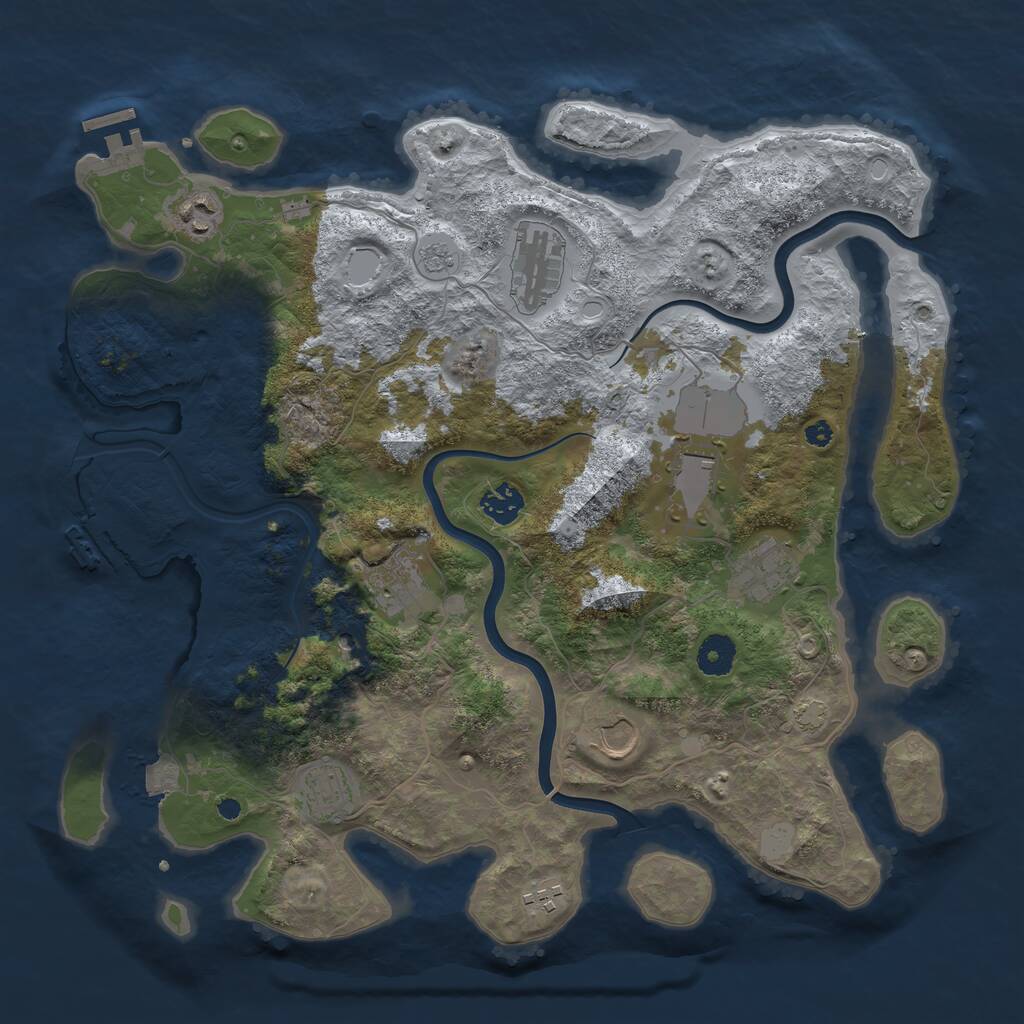 Rust Map: Procedural Map, Size: 3844, Seed: 3492246, 15 Monuments