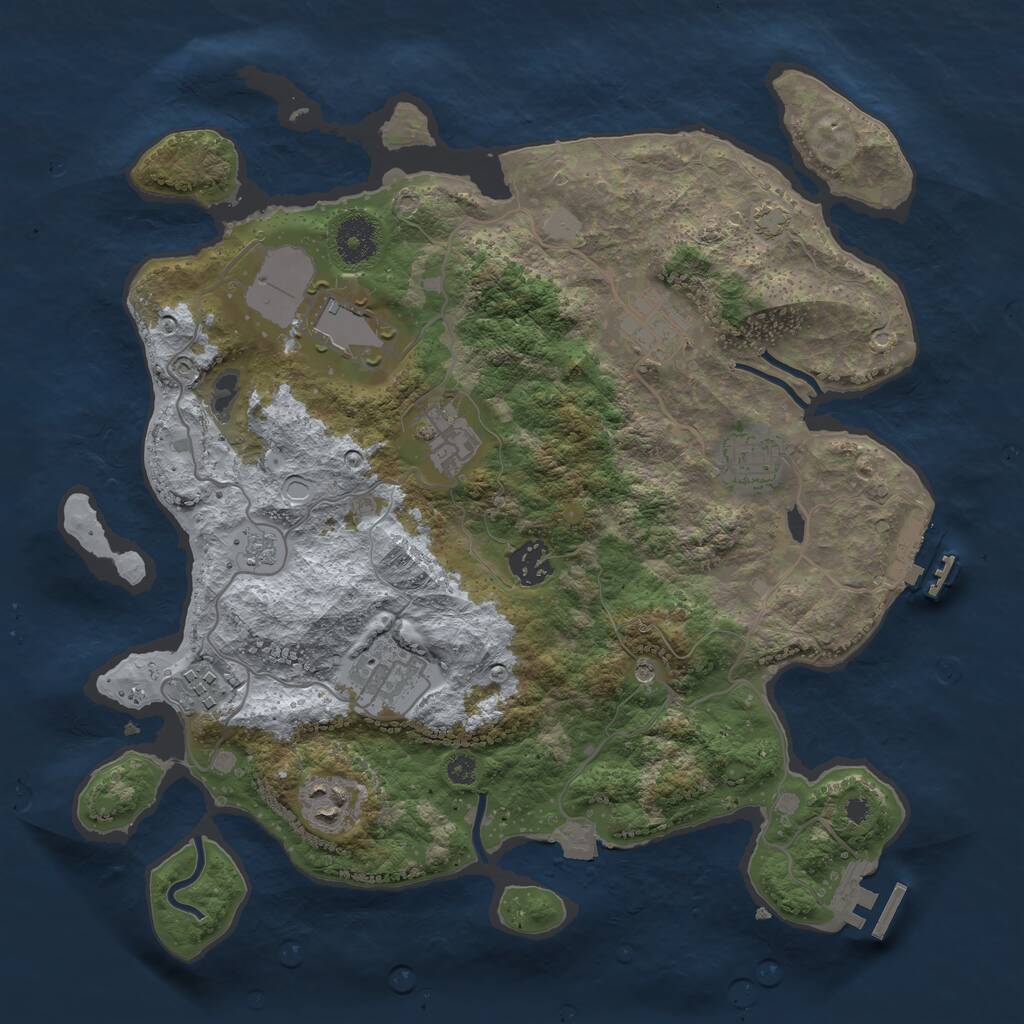 Rust Map: Procedural Map, Size: 3500, Seed: 884767801, 14 Monuments