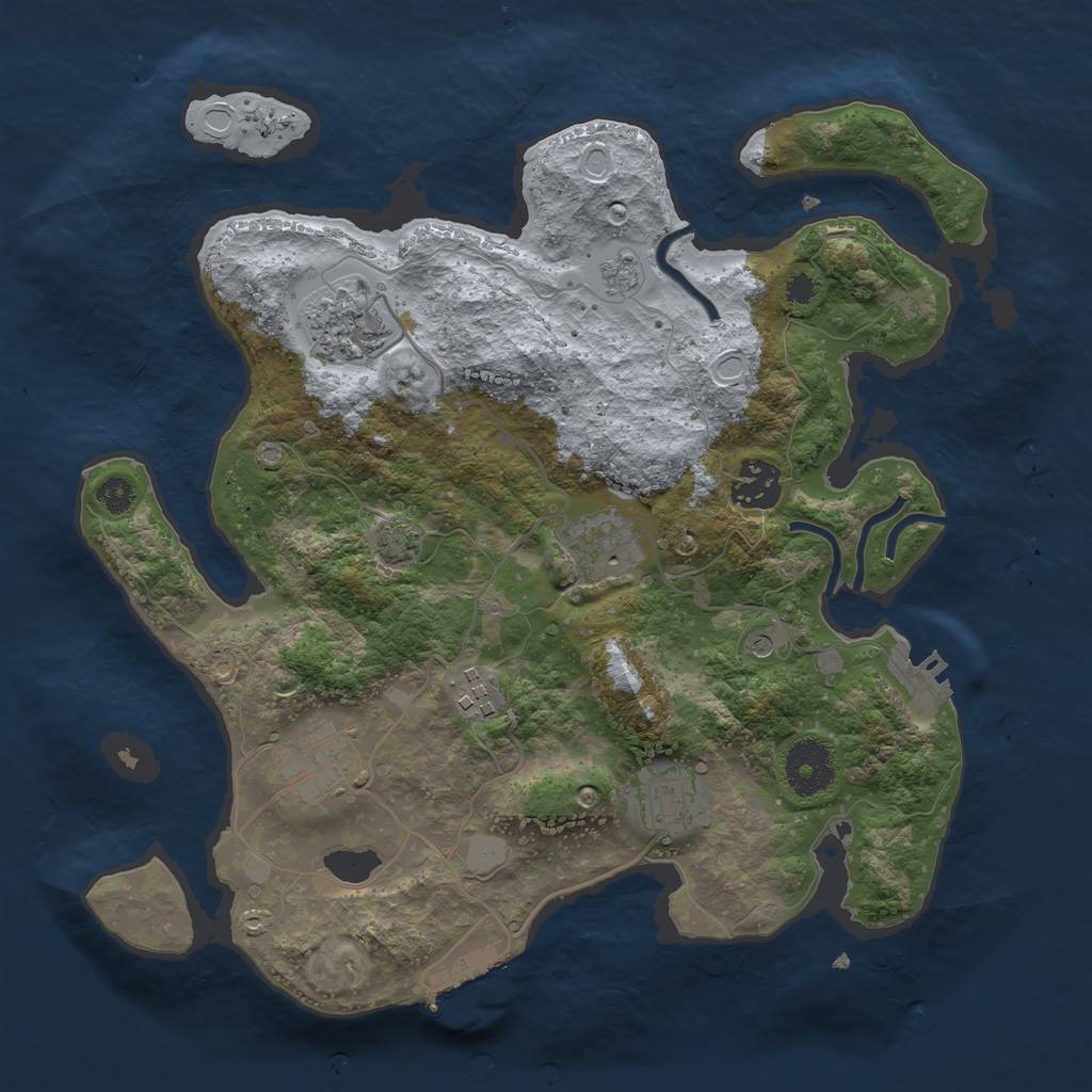 Rust Map: Procedural Map, Size: 3200, Seed: 242173299, 14 Monuments