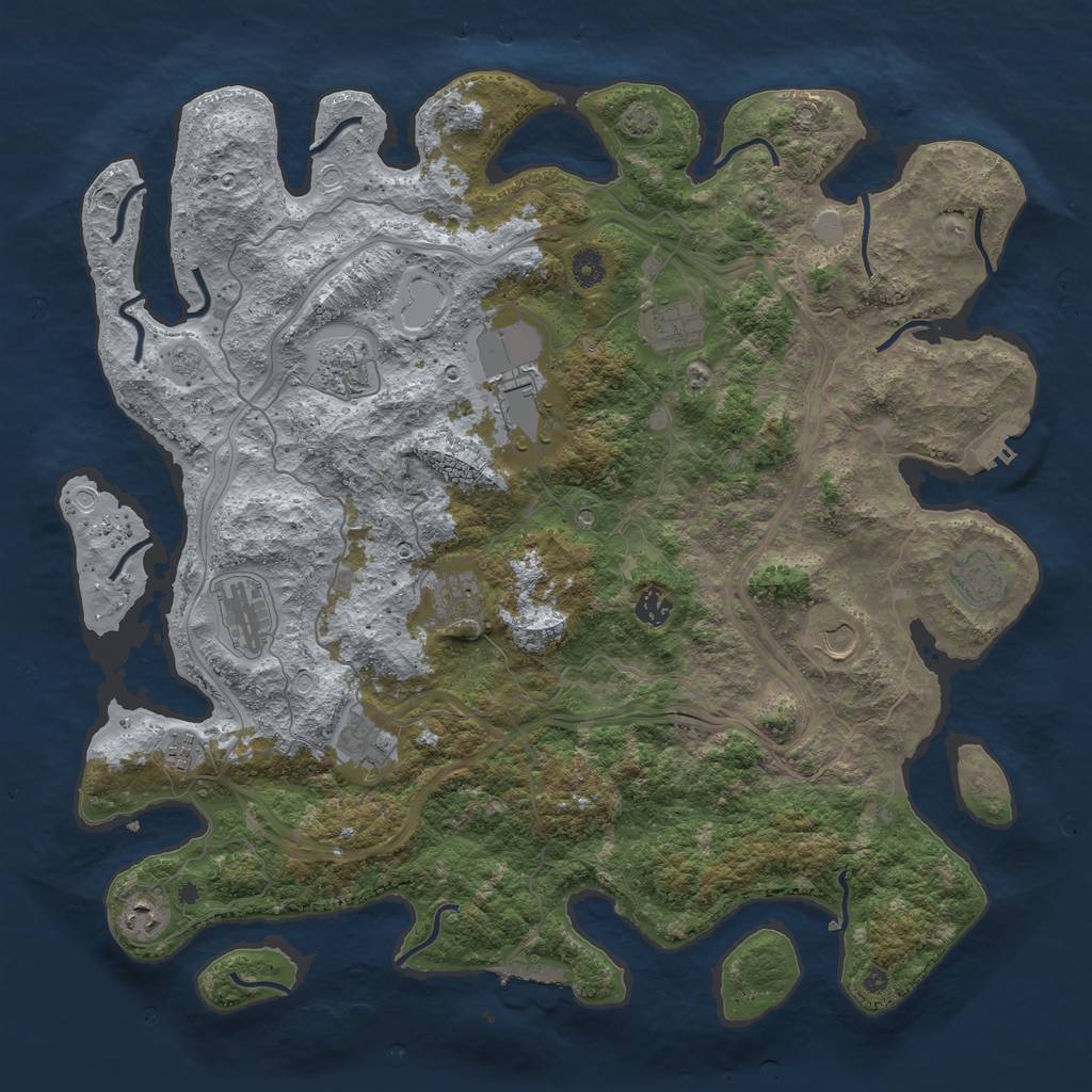 Rust Map: Procedural Map, Size: 4500, Seed: 95250971, 19 Monuments