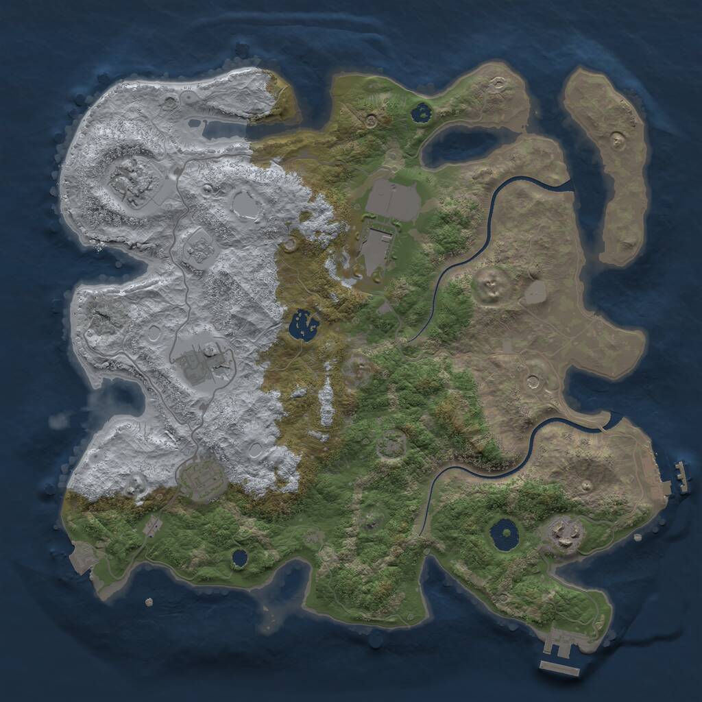 Rust Map: Procedural Map, Size: 3550, Seed: 13816009, 12 Monuments