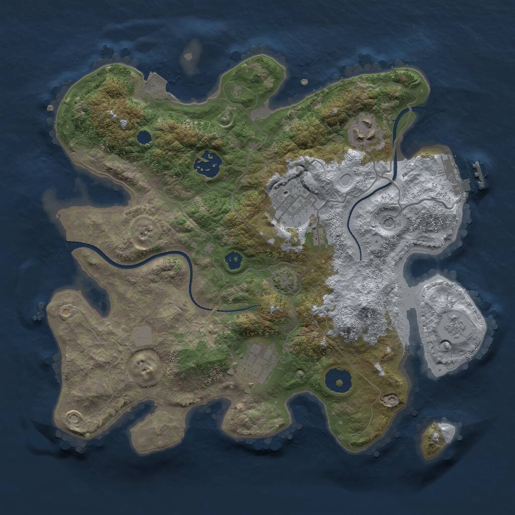 Rust Map: Procedural Map, Size: 3000, Seed: 2067553727, 9 Monuments