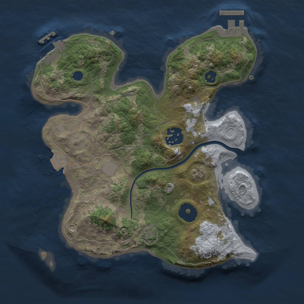 Rust Map: Procedural Map, Size: 2500, Seed: 539478277, 5 Monuments