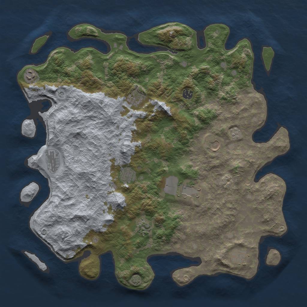 Rust Map: Barren, Size: 4400, Seed: 90286048, 14 Monuments