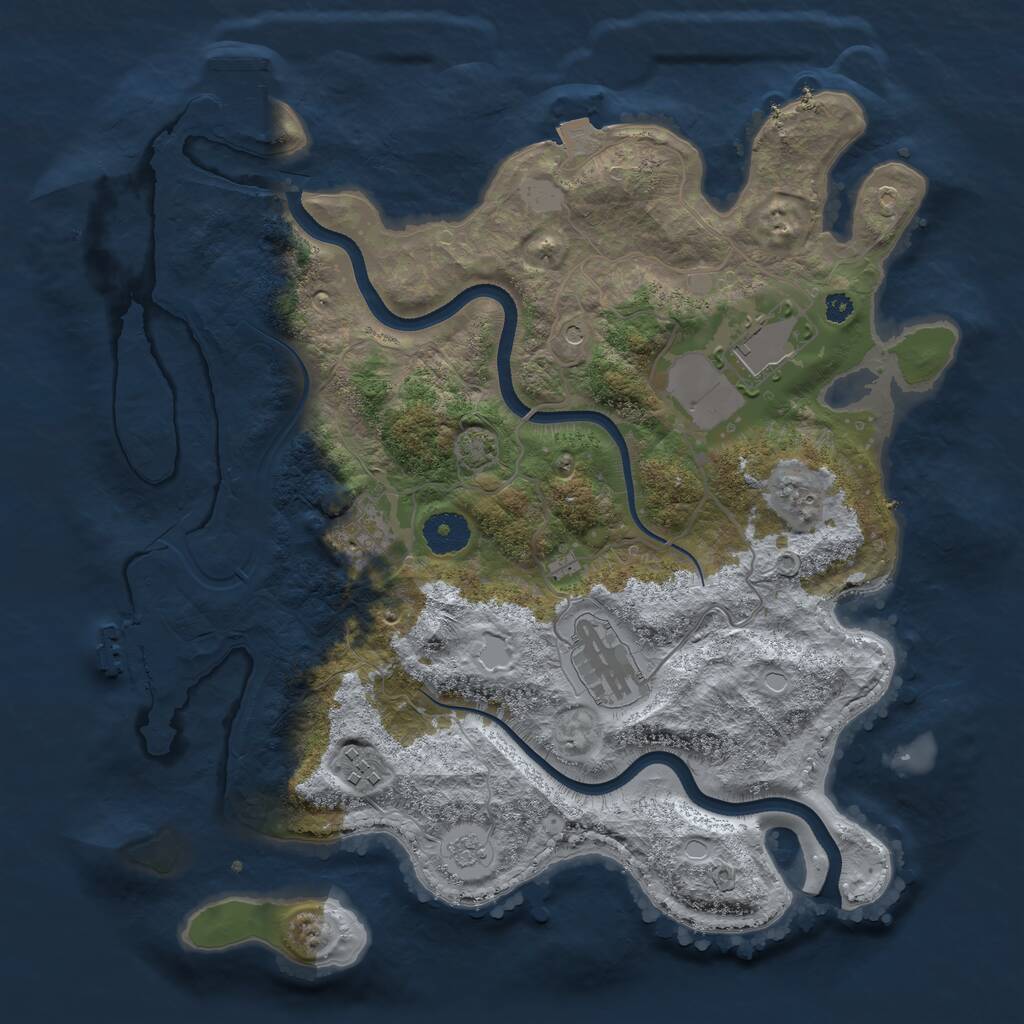 Rust Map: Procedural Map, Size: 3500, Seed: 29474584, 10 Monuments
