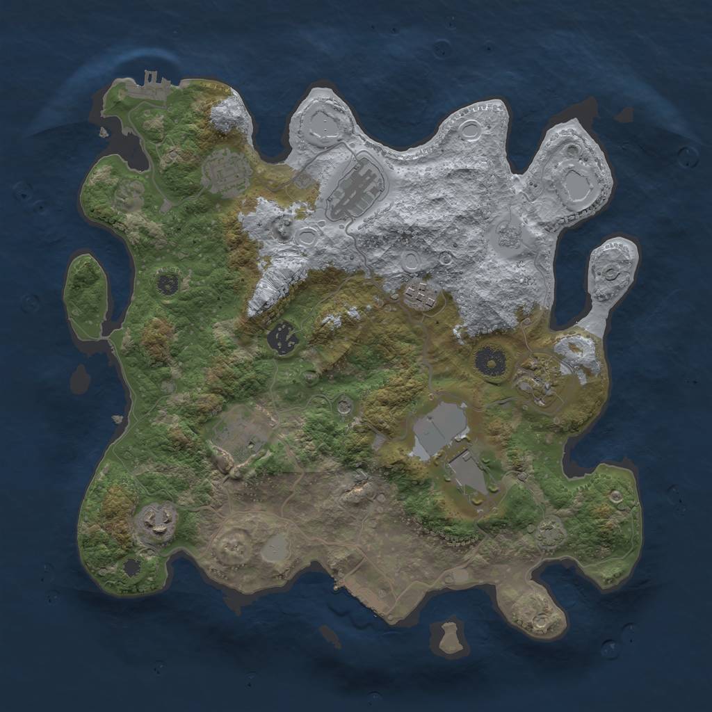 Rust Map: Procedural Map, Size: 3500, Seed: 1874434998, 16 Monuments