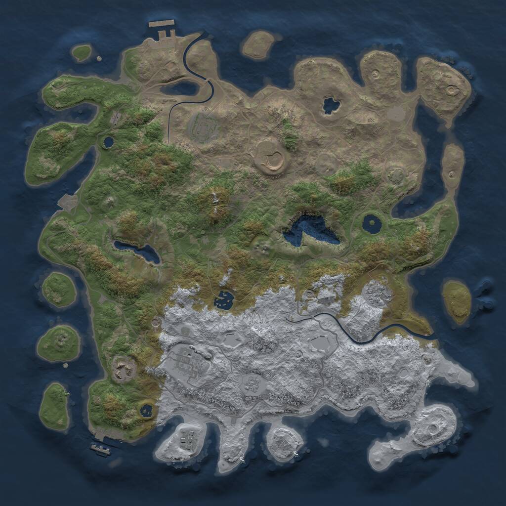 Rust Map: Procedural Map, Size: 4000, Seed: 670083792, 13 Monuments