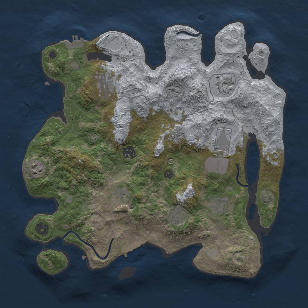 Rust Map: Procedural Map, Size: 3500, Seed: 1232351254, 17 Monuments