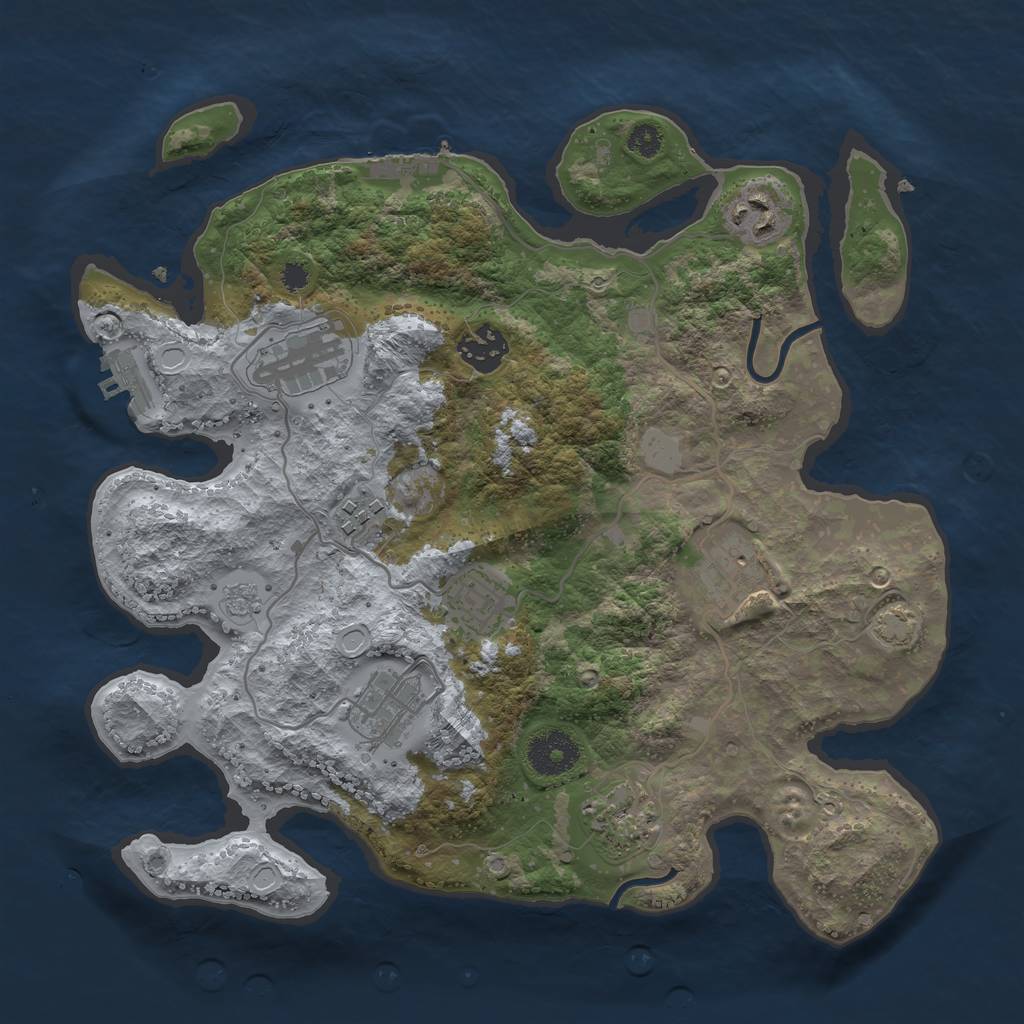 Rust Map: Procedural Map, Size: 3250, Seed: 271223224, 15 Monuments