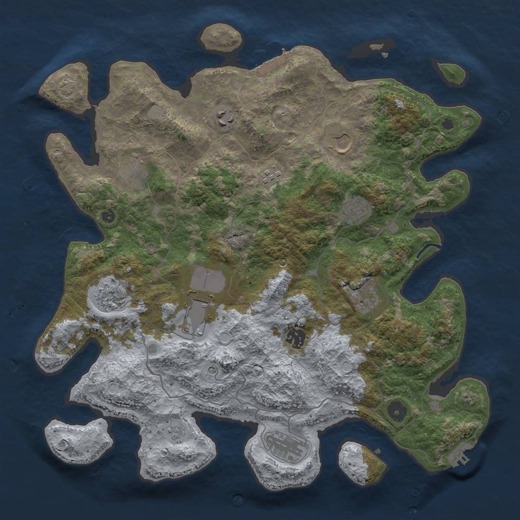 Rust Map: Procedural Map, Size: 4000, Seed: 2115444, 18 Monuments