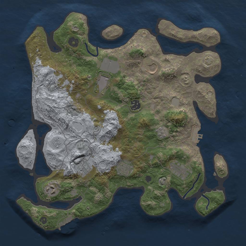 Rust Map: Procedural Map, Size: 3500, Seed: 1764434546, 17 Monuments