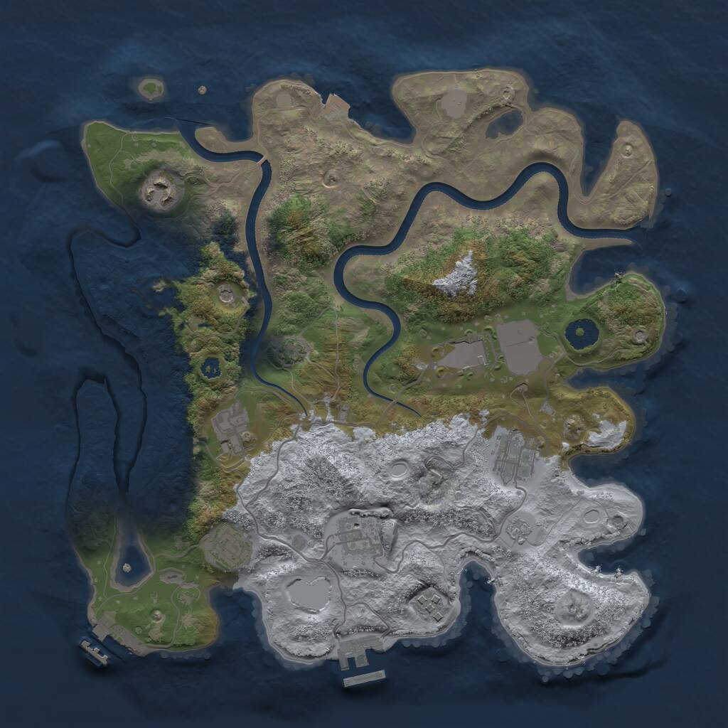 Rust Map: Procedural Map, Size: 3500, Seed: 6663213, 13 Monuments