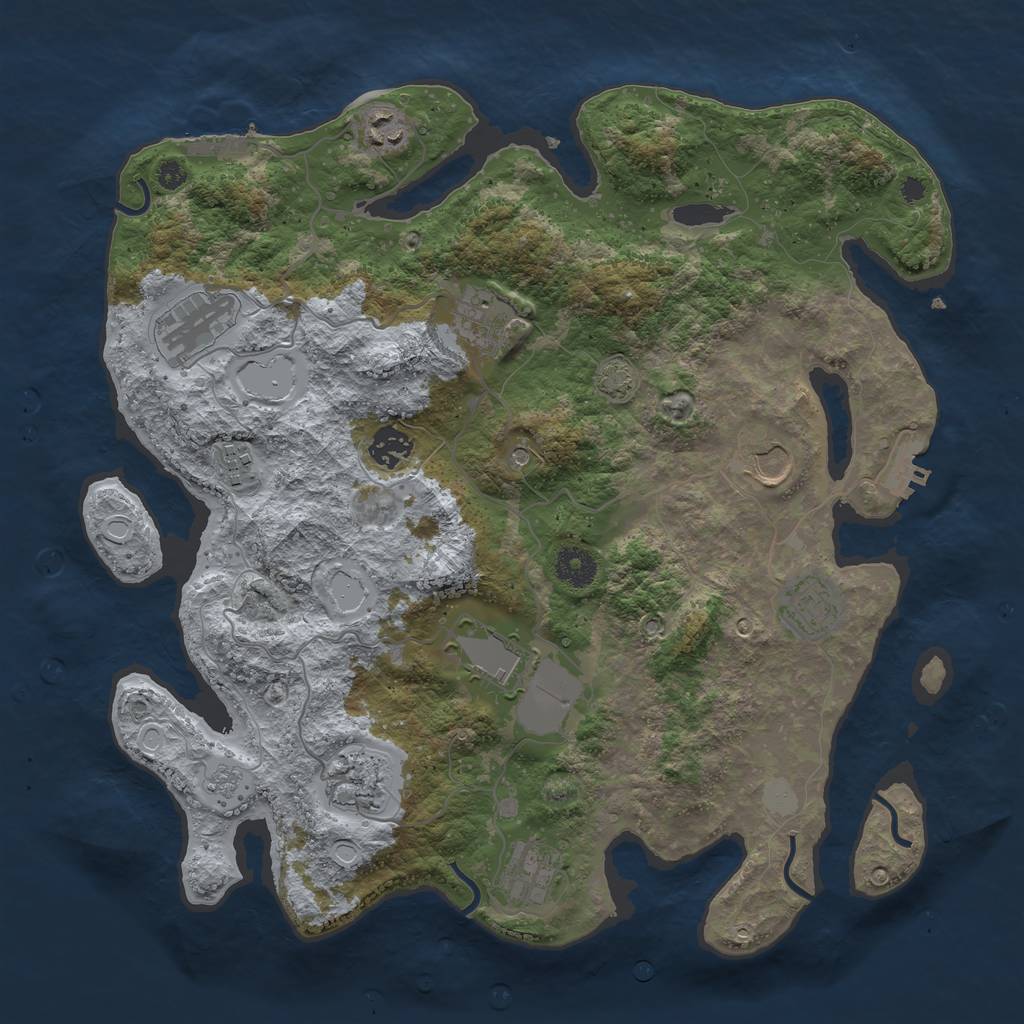 Rust Map: Procedural Map, Size: 3750, Seed: 68056882, 18 Monuments