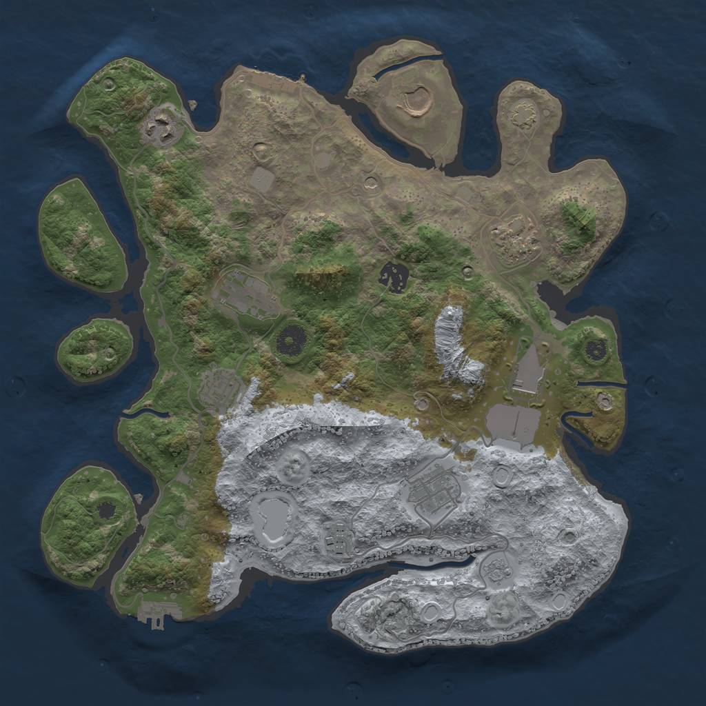 Rust Map: Procedural Map, Size: 3500, Seed: 805633942, 17 Monuments