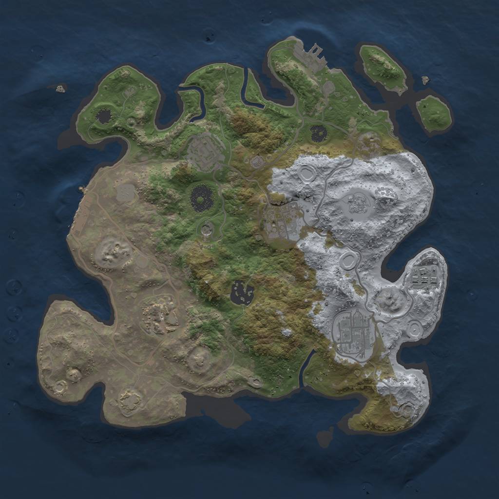 Rust Map: Procedural Map, Size: 3000, Seed: 4921, 14 Monuments