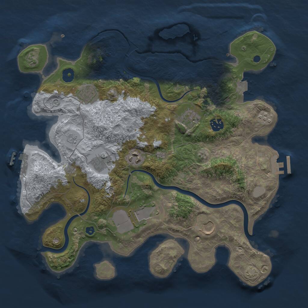 Rust Map: Procedural Map, Size: 3500, Seed: 1487197401, 14 Monuments